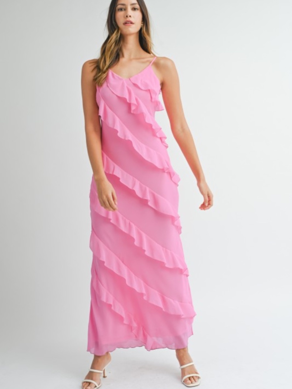 Asymetrical Tiered Ruffled Maxi Dress